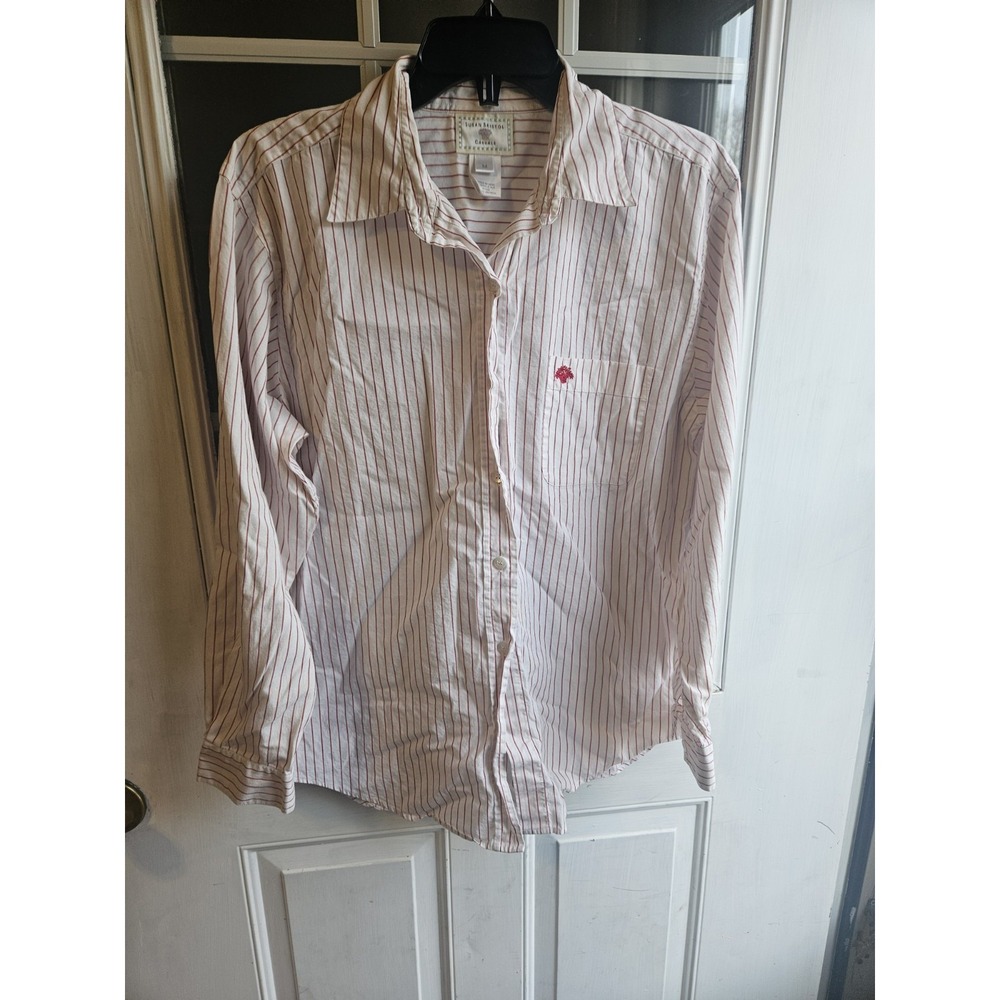 Susan Bristol Casuals Vintage Pinstripe Button Up Dress Shirt Womens Medium